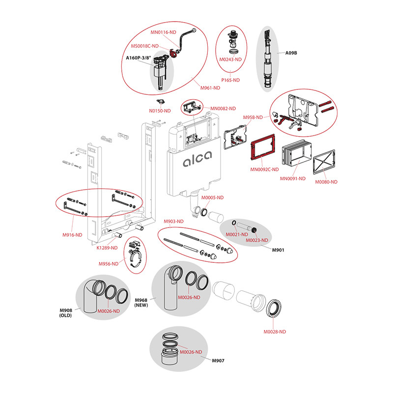 Rezervor WC incastrat, Alcadrain, Renovmodul Slim, montare in zidarie, pentru vasul WC suspendat - 2 | YEO