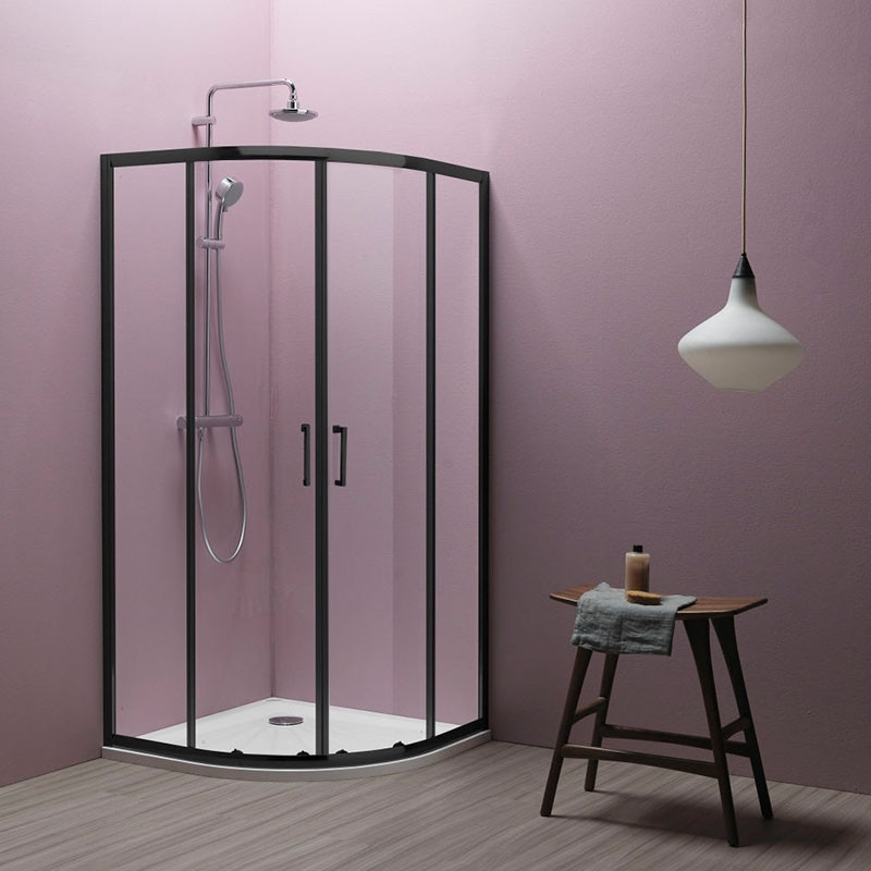 Set complet cabina de dus Kolpasan Eco Quat si cadita de dus Belform Bella cu set dus Ferro Trevi Black - 1 | YEO