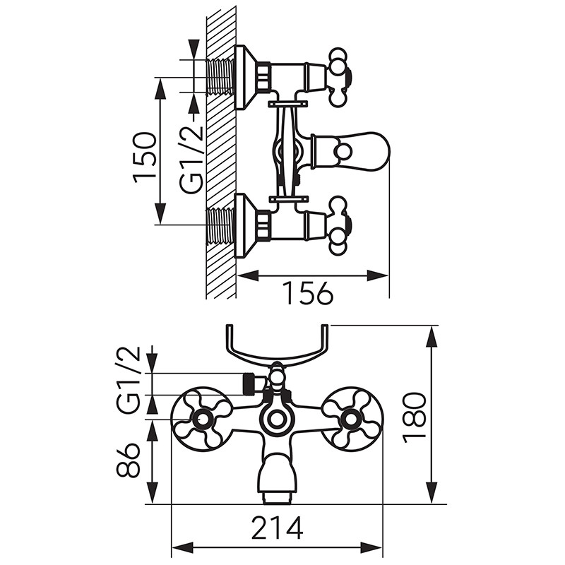 Set de dus, Ferro, Antica, baterie de dus cu para si furtun, bronz antichizat - 2 | YEO