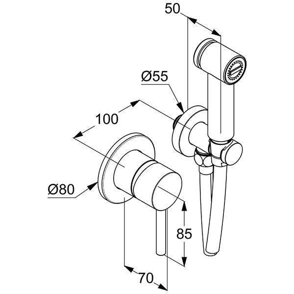 Set de dus igienic, Kludi, Bozz, crom - 1 | YEO