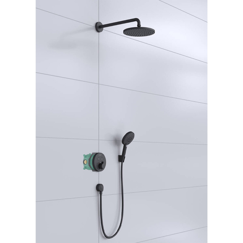 Set dus Hansgrohe, Raindance S, baterie dus termostatata incastrata, negru mat - 1 | YEO