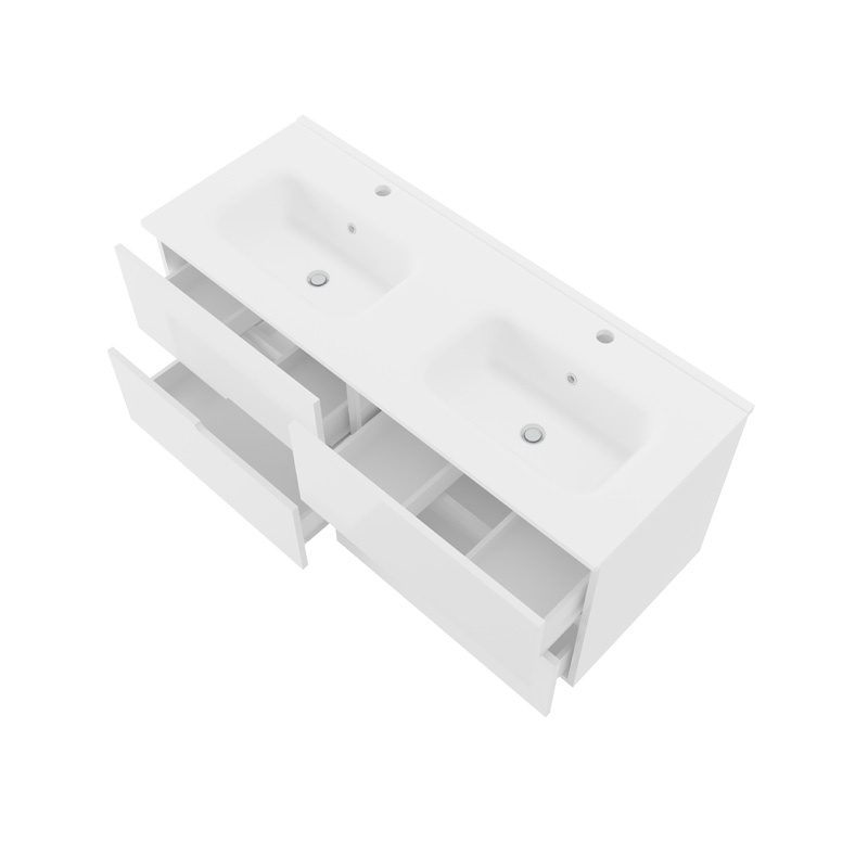 Set mobilier cu lavoar dublu Fluminia, Toledo 120, cu 4 sertare soft close, alb - 2 | YEO
