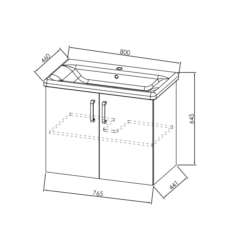 Set mobilier suspendat și lavoar, Kolpasan, Evelin, 80 cm, alb - 3 | YEO