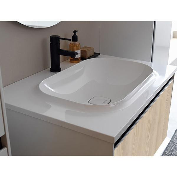 Set mobilier suspendat si lavoar Kolpasan, Pandora, 75 cm, lemn natur - 2 | YEO