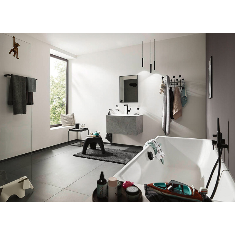 Suport de prosop dublu, Hansgrohe, AddStoris, negru mat - 1 | YEO