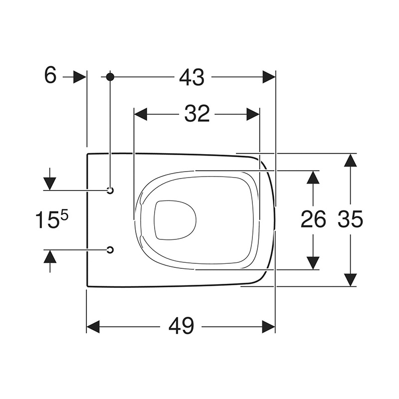 Vas WC suspendat, Geberit, Selnova, rimless, compact, alb - 2 | YEO