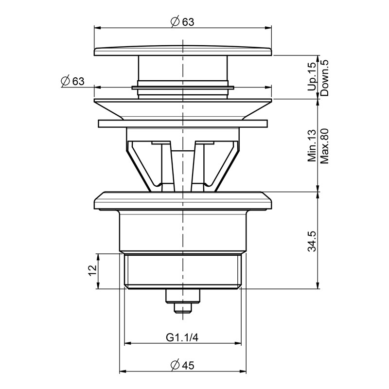 Ventil click-clack, FIMA Carlo Frattini, auriu, F2677OR - 2 | YEO