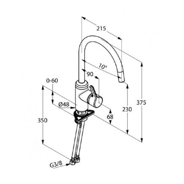 Baterie bucatarie Kludi, Bingo Star, monocomanda, crom, 21.5 cm - 1 | YEO