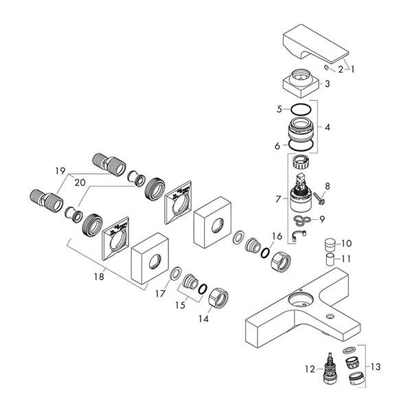 Baterie cada - dus, Hansgrohe, Metropol, auriu lucios - 1 | YEO