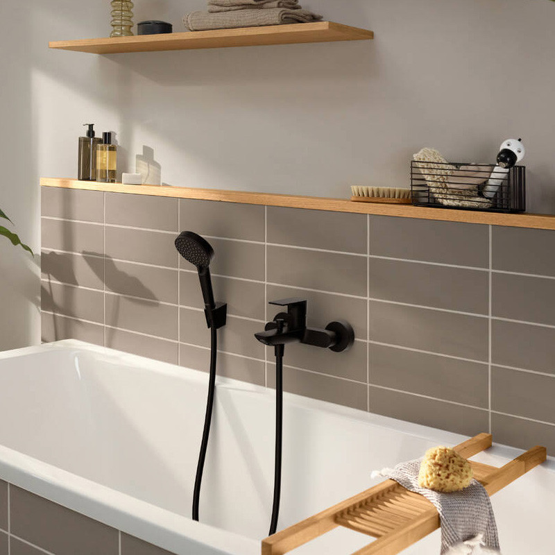Baterie cada-dus Hansgrohe, Rebris E, negru mat - 2 | YEO
