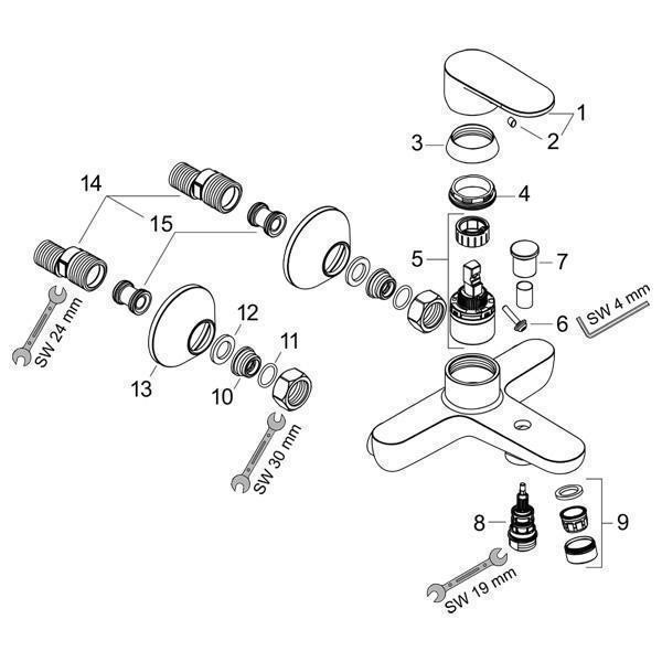 Baterie cada - dus, Hansgrohe, Vernis Blend, negru mat - 3 | YEO