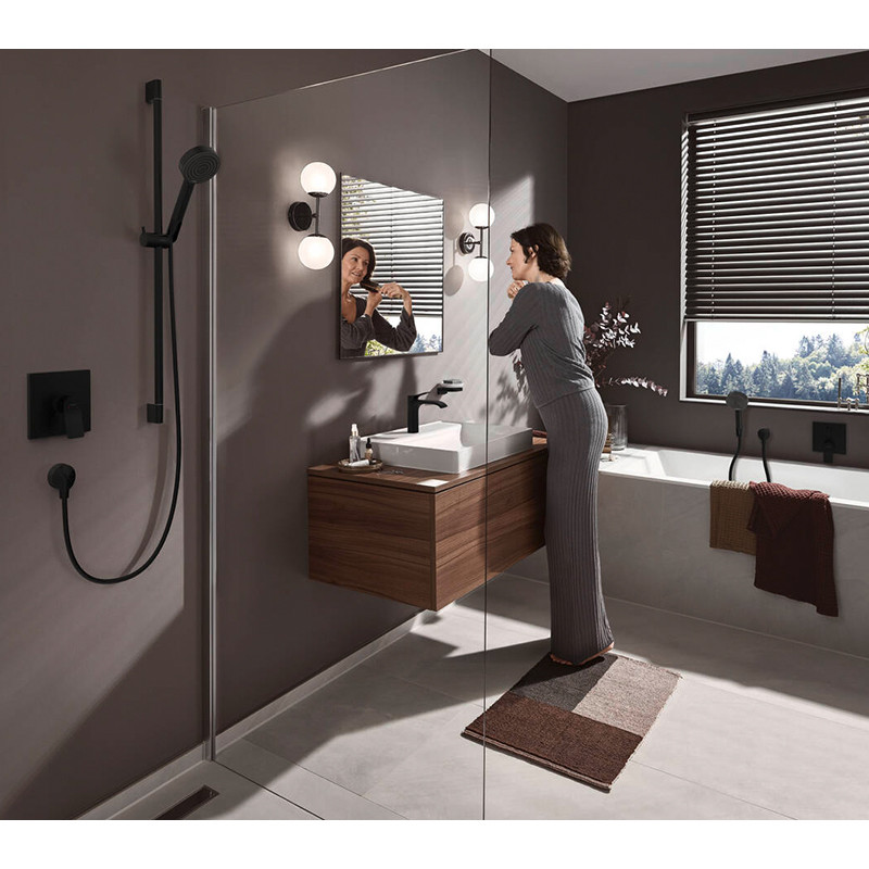Baterie cada - dus, Hansgrohe, Vivenis, incastrabila, negru mat - 1 | YEO