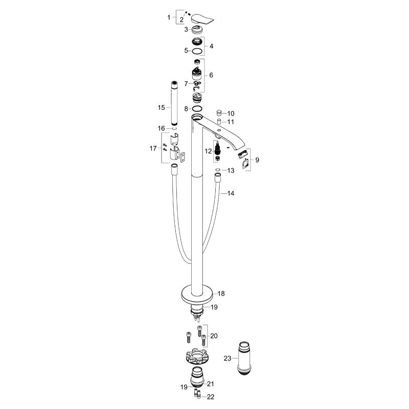 Baterie cada, Hansgrohe, Vivenis, pentru cazile freestanding, crom - 2 | YEO
