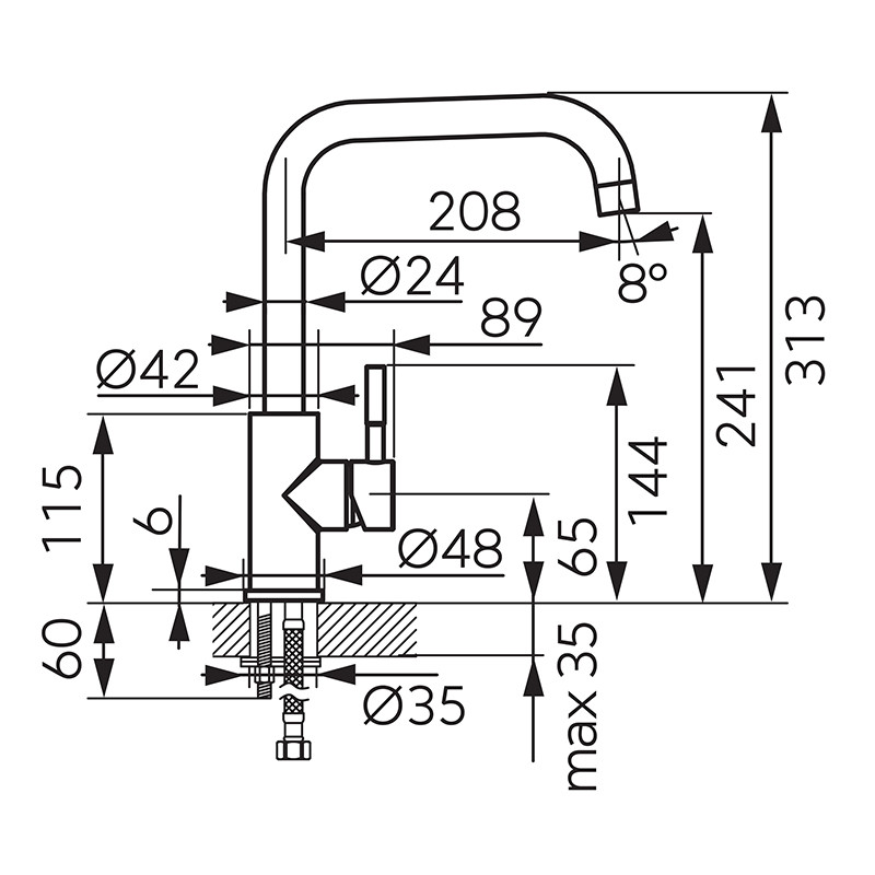 Baterie de bucatarie, Ferro, Camiro, cu pipa inalta, inox - 3 | YEO