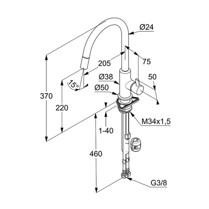 Baterie de bucătărie, Kludi, Bingo Star XS, negru mat, 468513978 - 1 | YEO