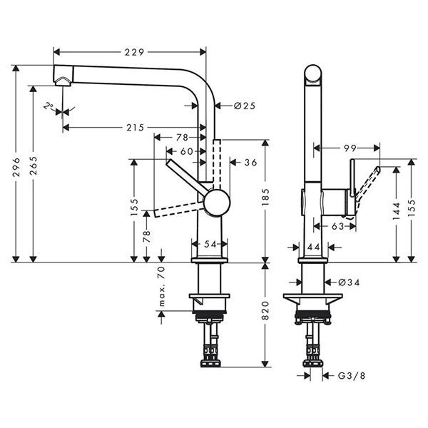 Baterie de bucatarie monocomanda, Hansgrohe, Talis M54 270, crom - 1 | YEO