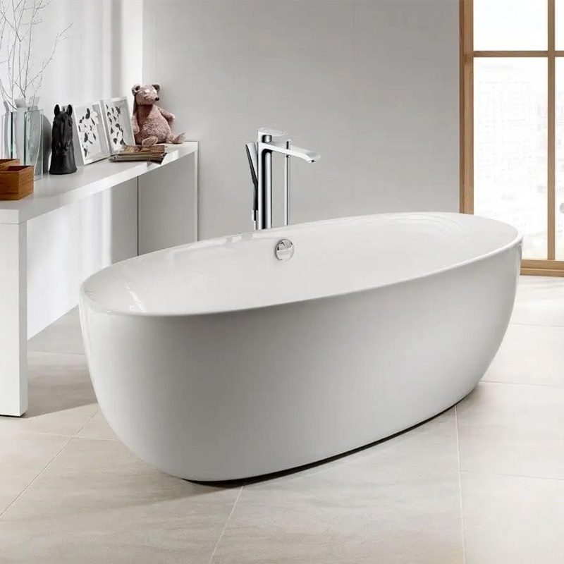 Baterie de cadă stativă Hansgrohe, Metris, h 97.4 cm, cu duș de mână crom - 2 | YEO