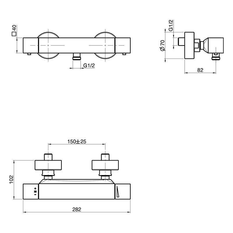 Baterie de duș, FIMA Carlo Frattini, cu termostat, crom, F4245/1CR - 2 | YEO