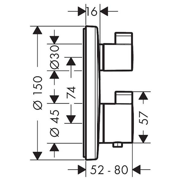 Baterie dus termostatata, Hansgrohe, Ecostat S, alb mat - 1 | YEO