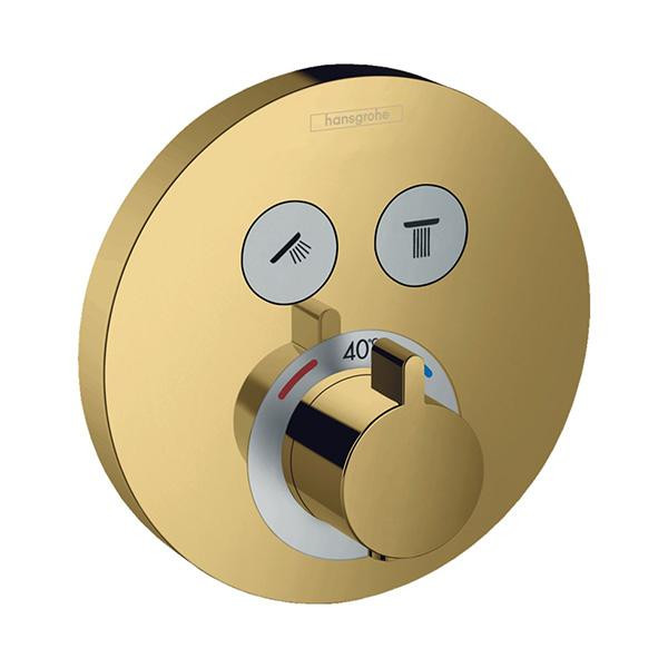 Baterie dus termostatata, Hansgrohe, ShowerSelect S, auriu lucios