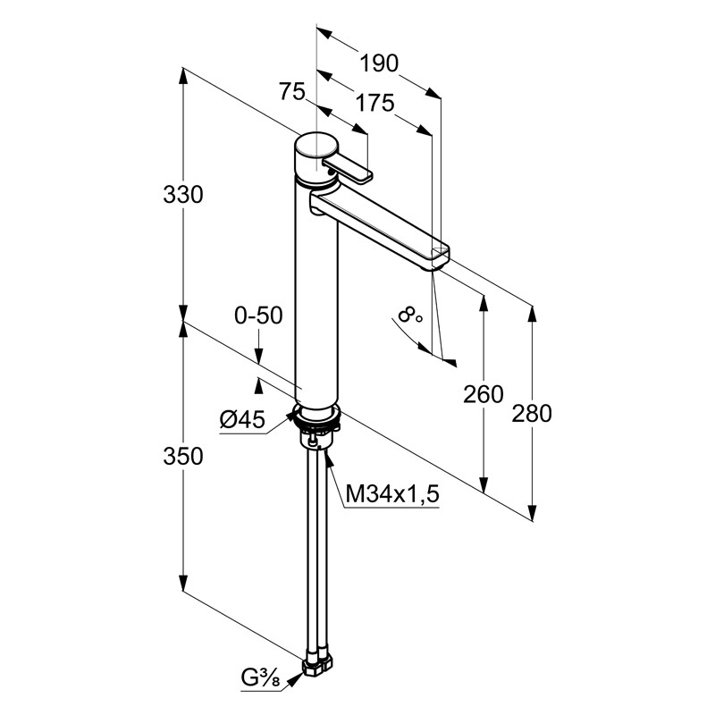 Baterie înaltă lavoar, Kludi, Zenta, crom - 1 | YEO