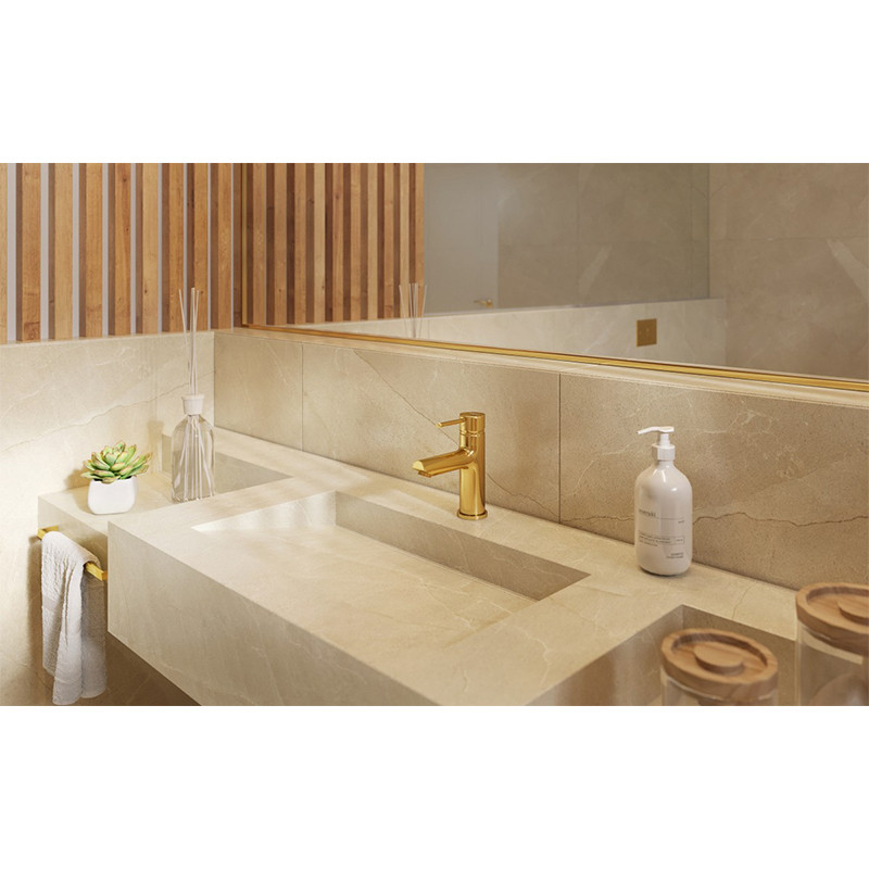 Baterie lavoar, Ferro, Fiesta, cu ventil click - clack, auriu lucios - 1 | YEO