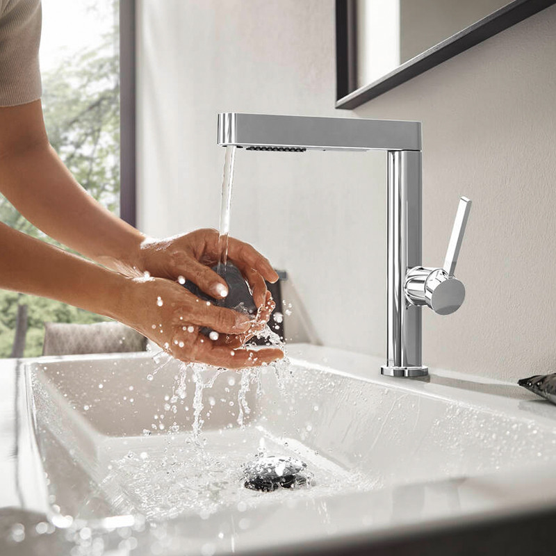 Baterie lavoar, Hansgrohe, Finoris 230, cu pipa extractibila, cu ventil, crom - 2 | YEO