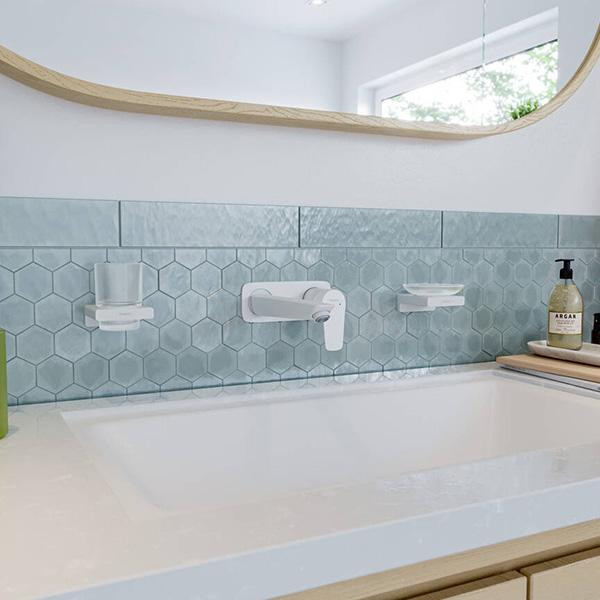 Baterie lavoar Hansgrohe, Talis E, montaj pe perete, 22.5 cm, alb mat - 1 | YEO