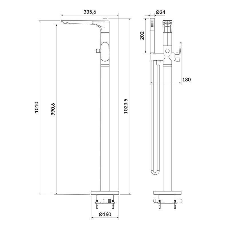 Baterie pentru cadă freestanding, Cersanit, Crea, cu pară și furtun, crom, S951-306 - 1 | YEO