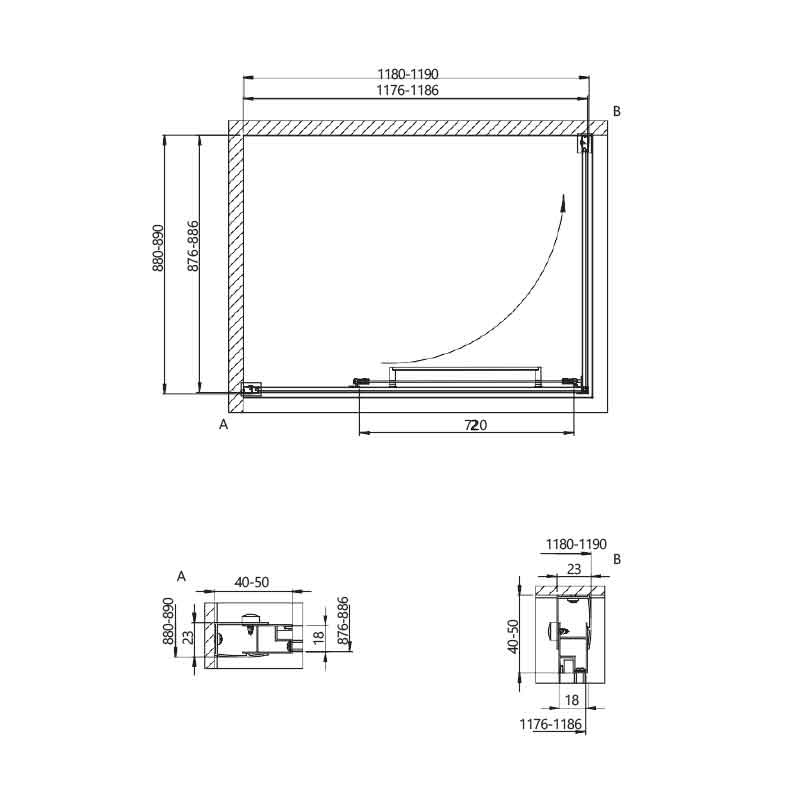 Cabina duș Kolpasan, Stellar Uni, 120 x 90 x h200, negru mat - 3 | YEO
