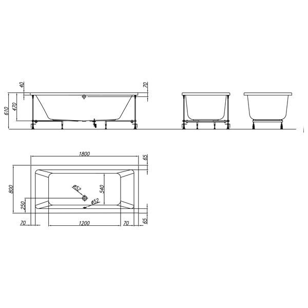 Cada dreptunghiulara, Kolpasan, Elektra, 180 x 80 cm, cu hidromasaj, panouri laterale incluse, alb - 3 | YEO