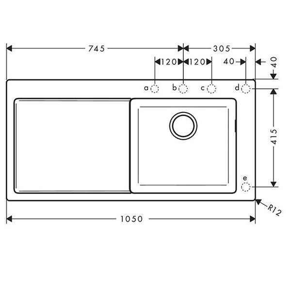 Chiuveta de bucatarie Hansgrohe, SilicaTec, 1 cuva cu picurator, 105x51 cm, negru grafit - 2 | YEO