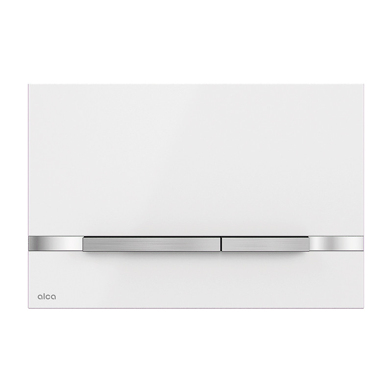 Clapeta de actionare, Alcadrain, Stripe, cu doua volume, sticla alba