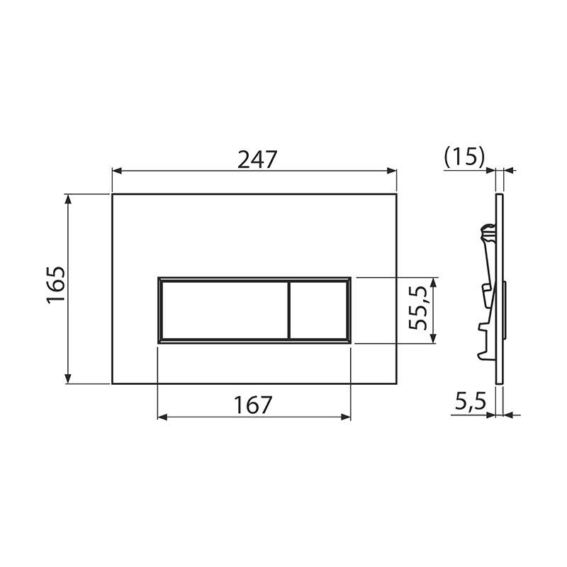 Clapeta de actionare, Alcadrain, Thin, M575, cu doua volume, auriu lucios - 1 | YEO