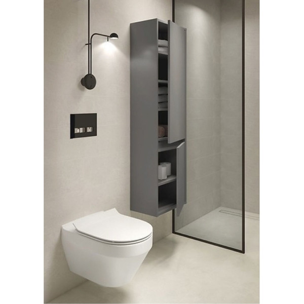 Dulap coloana Cersanit, Crea, cu doua usi, 140 cm, gri - 1 | YEO