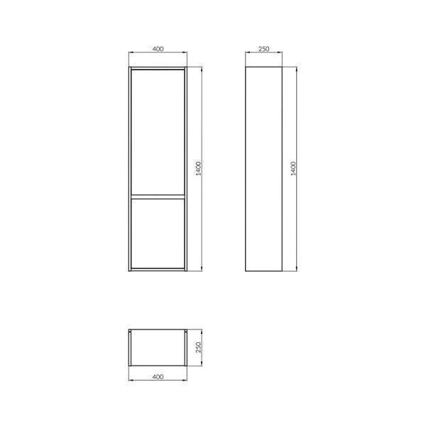 Dulap coloana Cersanit, Crea, cu doua usi, 140 cm, stejar - 1 | YEO