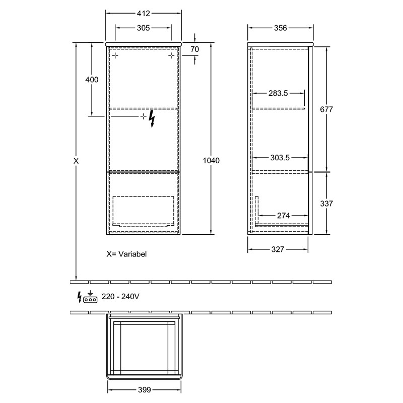 Dulap inalt suspendat, Villeroy & Boch, Antao, honey oak - 1 | YEO