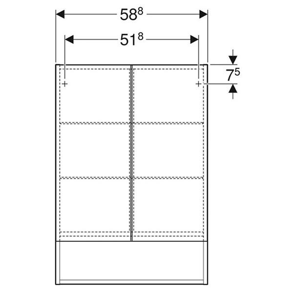 Dulap suspendat cu oglinda, Geberit, Selnova Square, 60 cm, nuc american hickory deschis - 2 | YEO