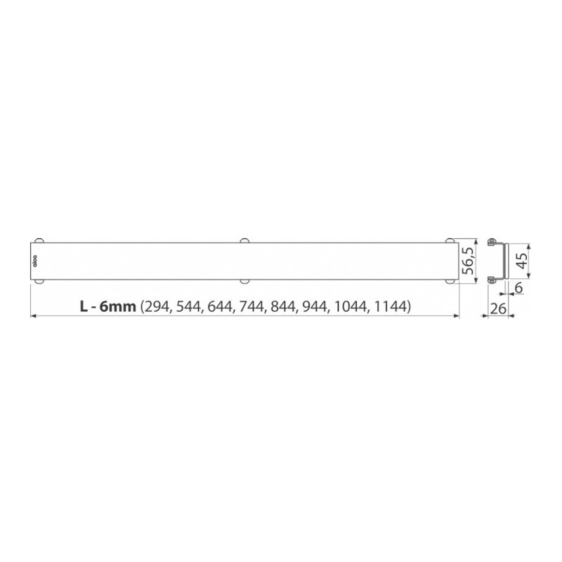 Grătar plin pentru rigolă, Alcadrain, Glass, 95 cm, sticlă-negru - 1 | YEO