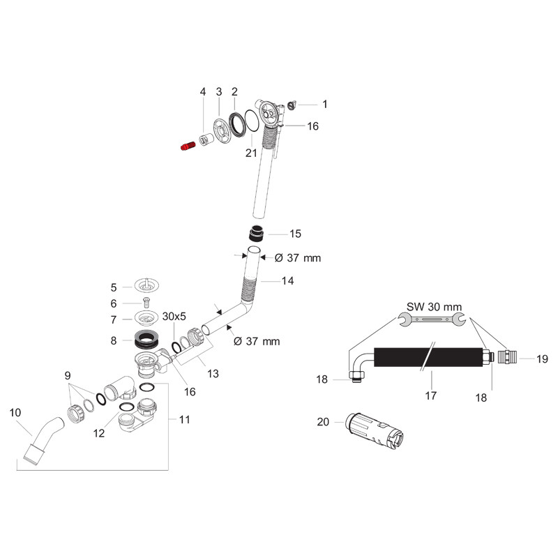 Instalatie de cada, Hansgrohe, Exafill S, 78 cm, fara ornament - 2 | YEO