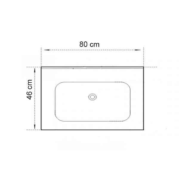 Lavoar încastrat Fluminia, din compozit, 80 cm, negru mat - 1 | YEO