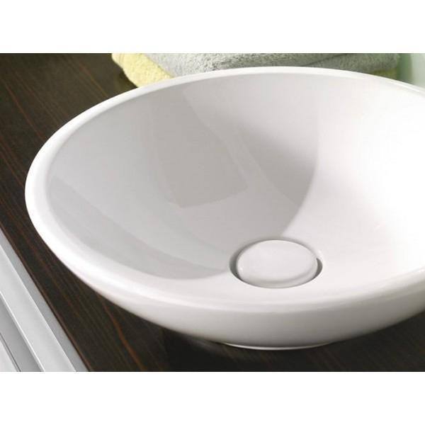 Lavoar pe blat Villeroy & Boch, Loop & Friends, rotund, fara orificiu pentru baterie, 43 cm, alb alpin - 2 | YEO