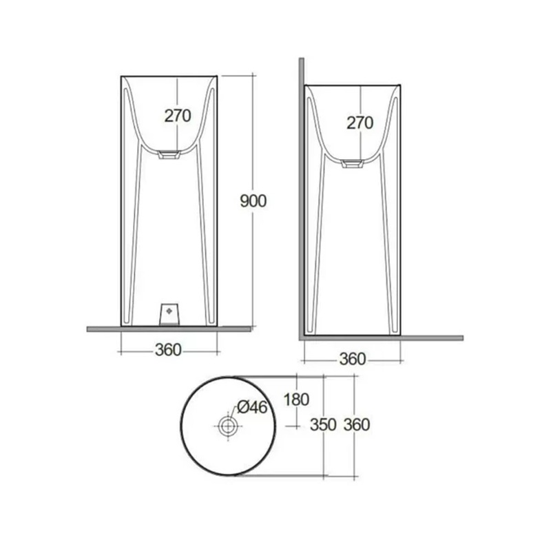 Lavoar rotund freestanding Rak Ceramics, Petit, 36 cm, alb, PETFS13600AWHA - 1 | YEO