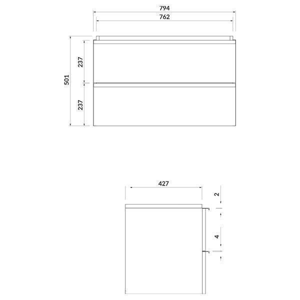 Mobilier suspendat Cersanit, Virgo 80, cu manere negre, pentru lavoar incastrabil, alb - 1 | YEO