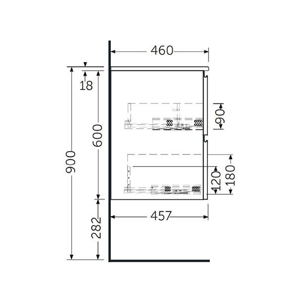 Mobilier suspendat, Rak, Joy, pentru lavoar incastrabil, 100 cm, alb - 2 | YEO