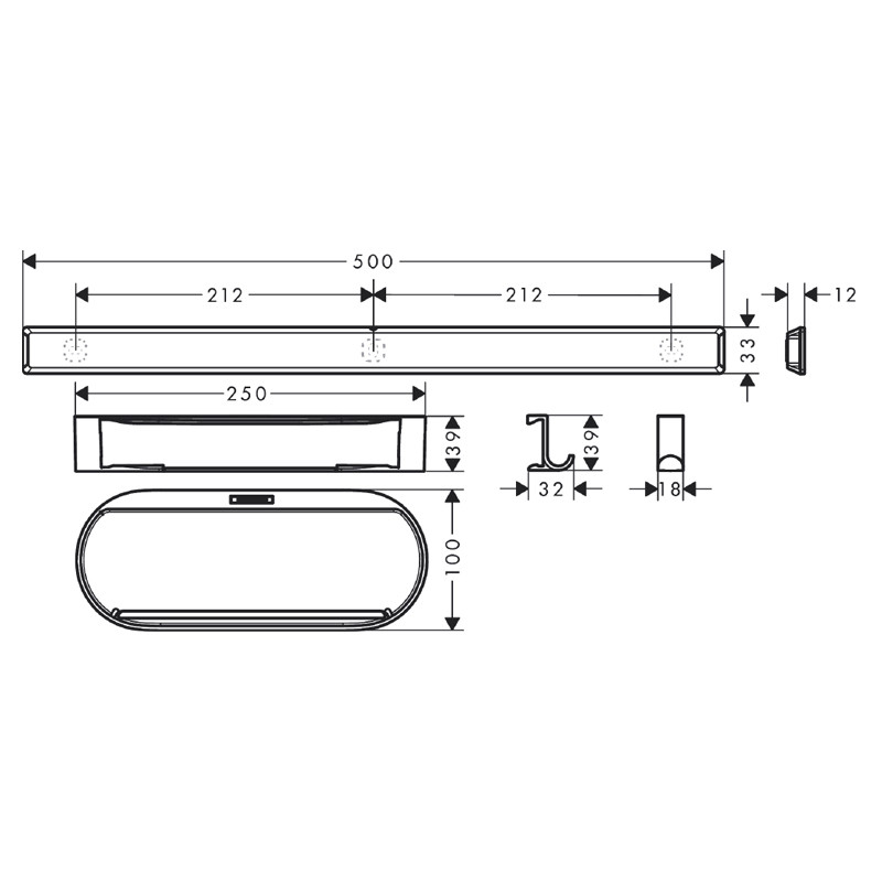 Set accesorii de baie pentru dus, Hansgrohe, WallStoris, negru mat - 1 | YEO