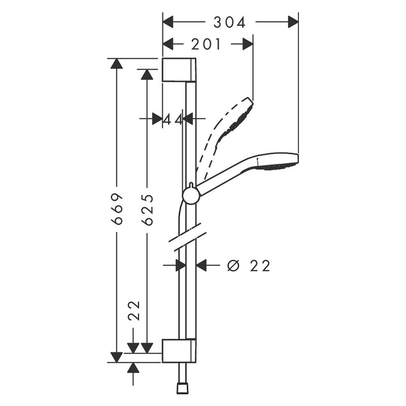 Set dus Hansgrohe, Croma Select S Vario Unica, cu bara dus 65 cm, 3 functii, crom - 1 | YEO