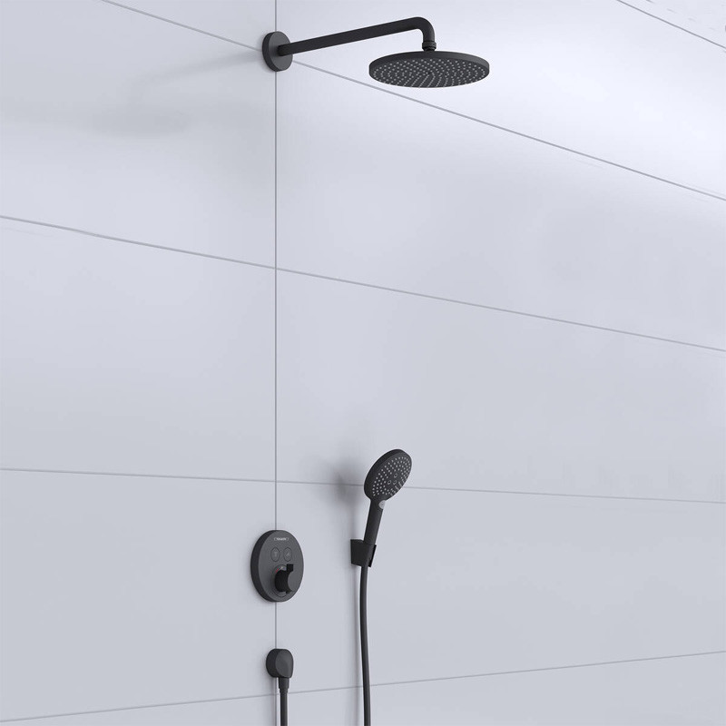 Set dus Hansgrohe, Raindance S, baterie dus termostatata incastrata, negru mat - 2 | YEO
