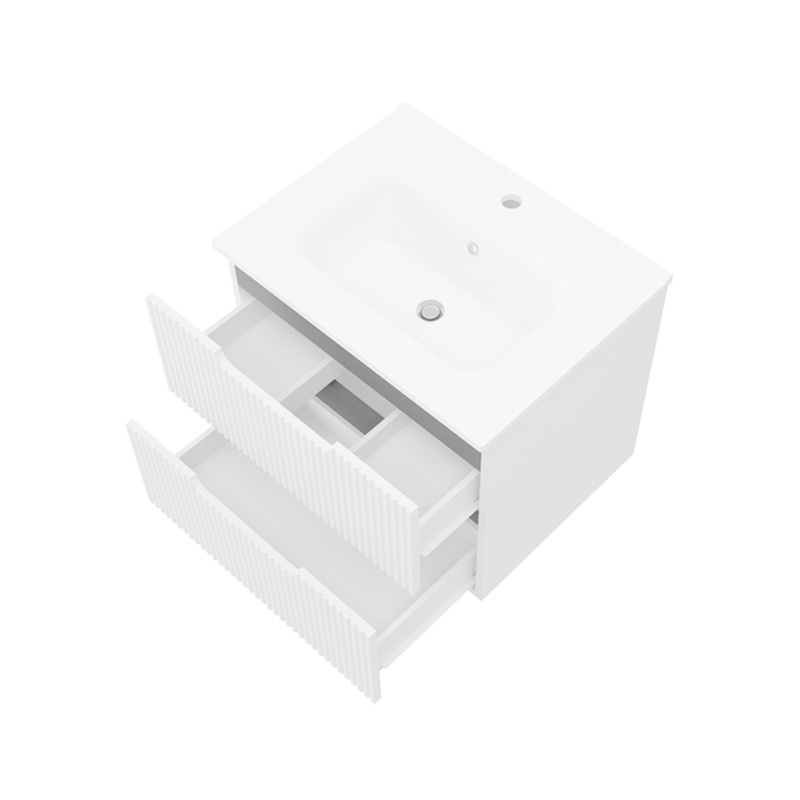 Set mobilier riflat cu lavoar Fluminia, Malta 60, cu sertare soft close, alb - 1 | YEO