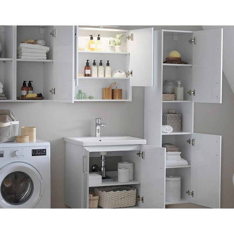 Set mobilier si lavoar Kolpasan, Evelin, 2 usi, 80 cm, stejar gri / gray oak - 1 | YEO